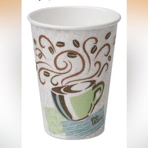 Disposable Paper Coffee Cup with Green Cup Design - 12 oz